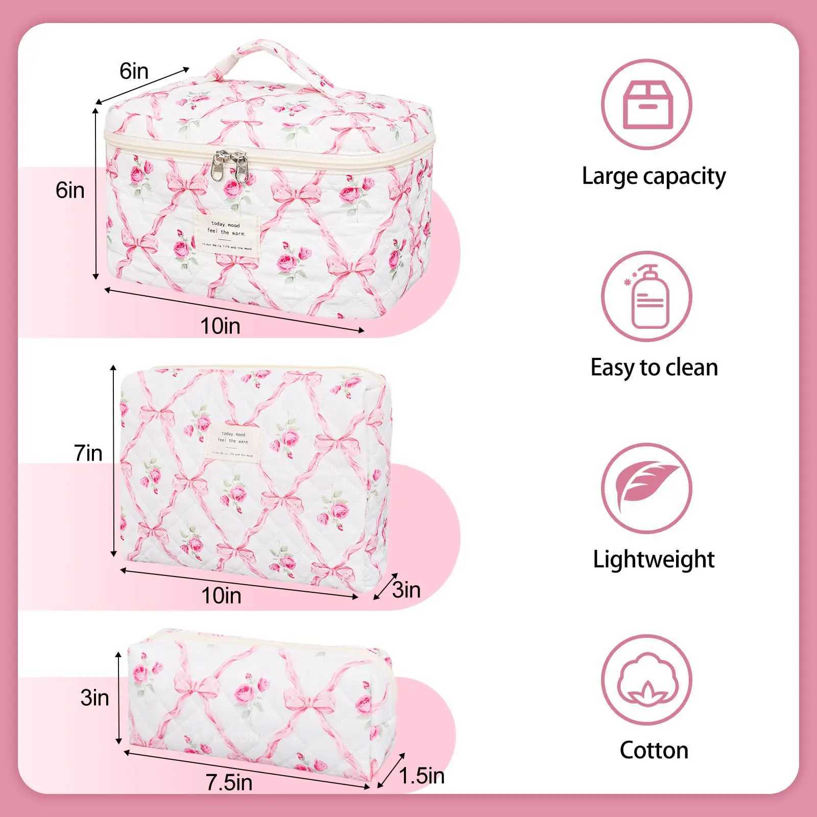 Fi Retro Flower Womens Makeup Bag Cott Handbag Portable Womens Cosmetics Storage Handbag Travel Organizer Zipper Quilt Cover BagXJ250415