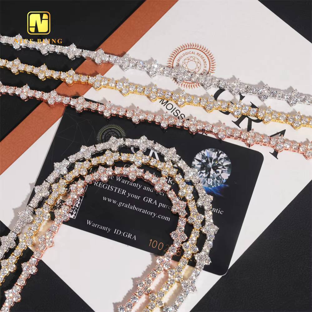 Wholesale Price 925 Sterling Silver 3mm Hip Hop Jewelry Bracelet Necklace Iced Out VVS Moissanite Diamond Cross Tennis Chain