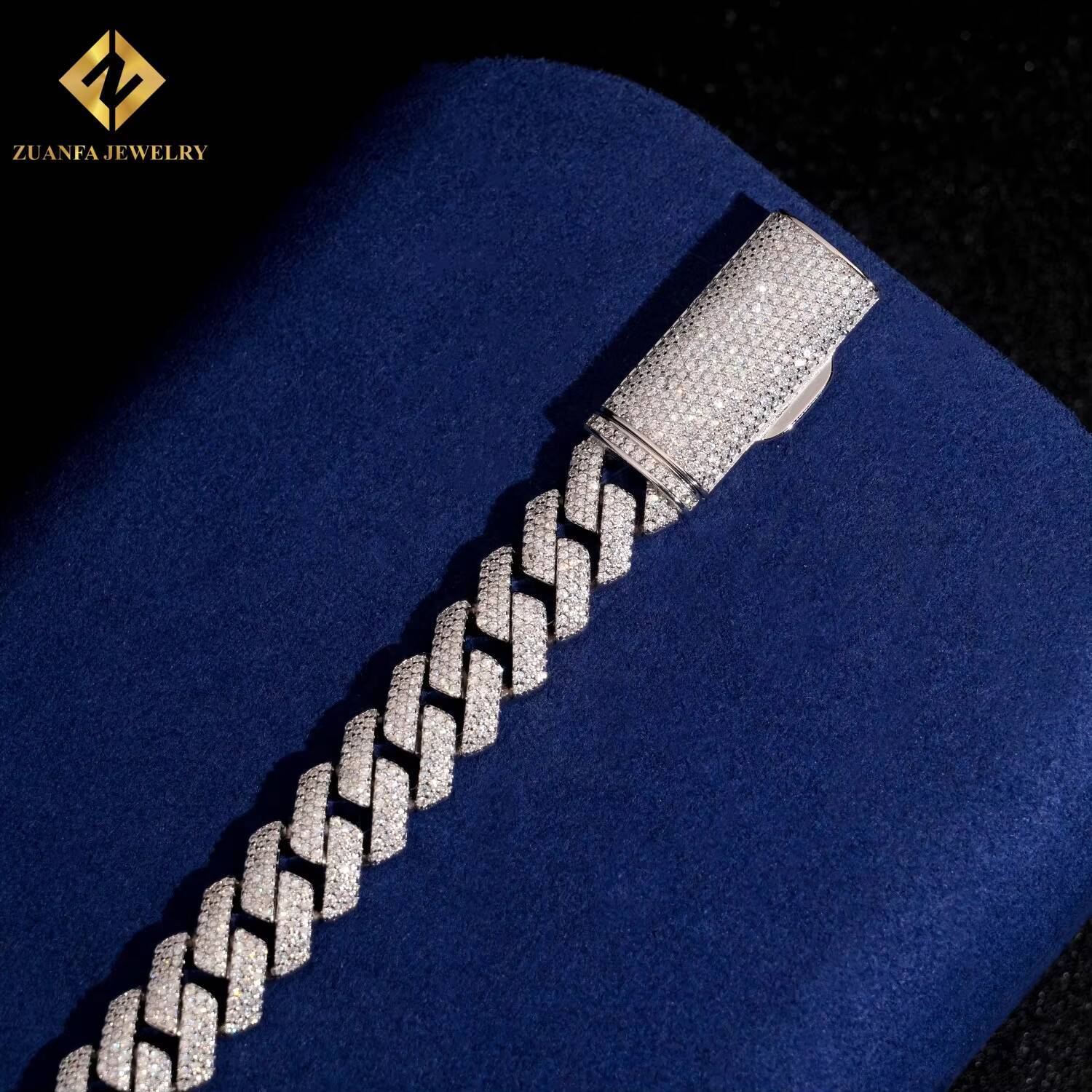 Wholesale Hip Hop Jewelry 13mm Bracelet Iced Out VVS Moissanite Cuban Link Chain Bracelet Diamond Men Pass Diamond Tester