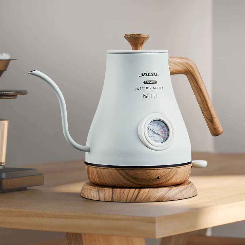 110V/220V Retro Electric Kettle 10L Gooseneck Slender Mouth Teapot Hand Brew Coffee Pot Quick Heating Kettle with Thermometer Y251114