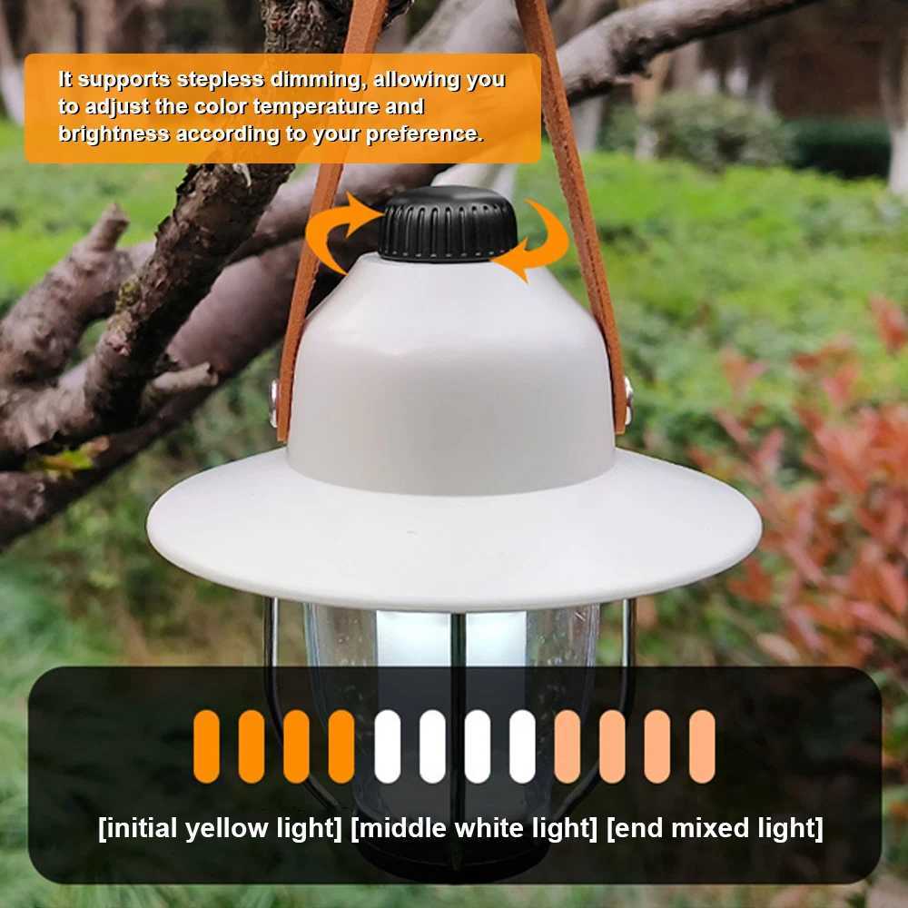 Camping Tent Light Portable LED Campsite Lantern Waterproof Night Lamp Support 3 Color and Stepless Dimming for Tent Hiking M251115