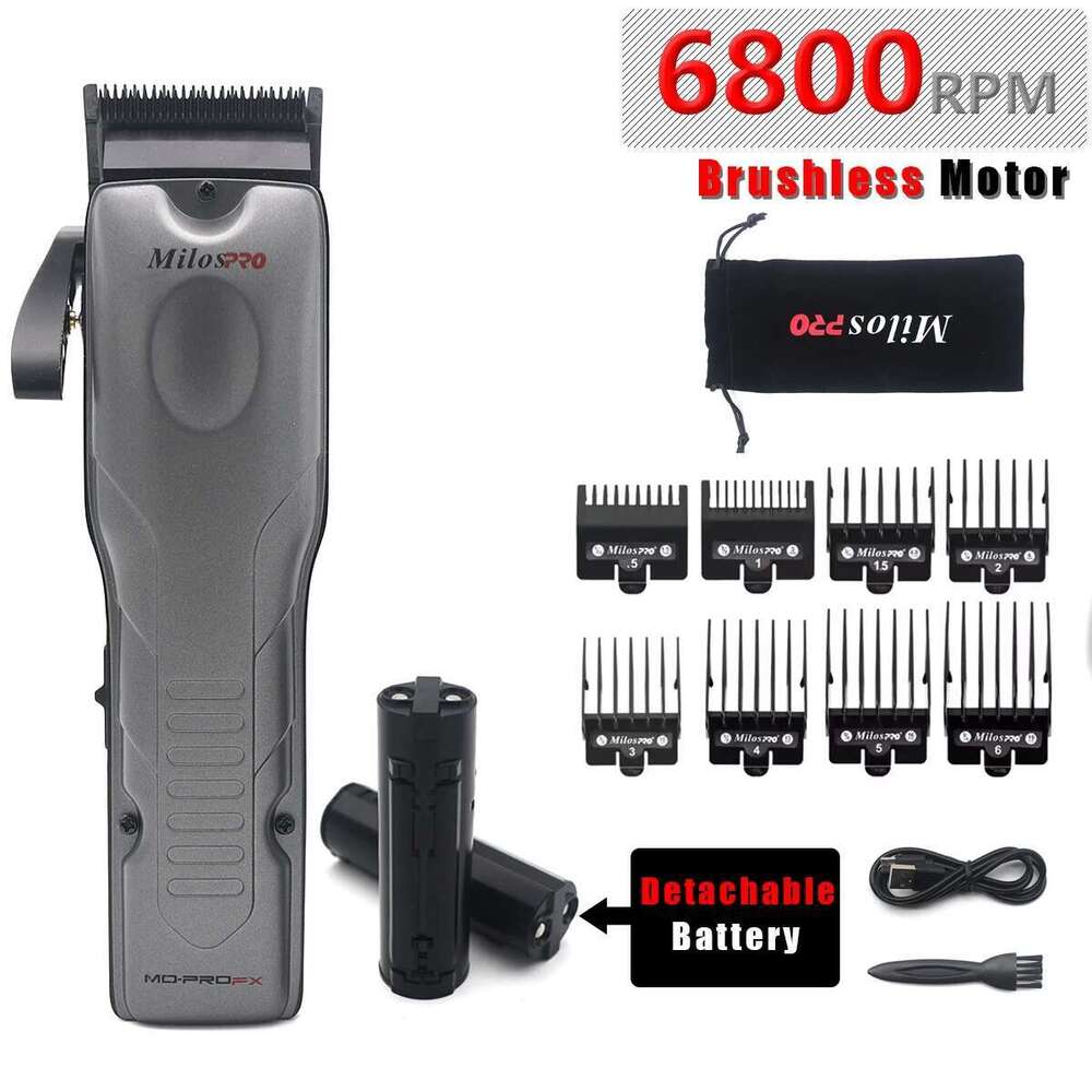Men's Clipper Removable Battery DLC Blade Brushless Motor Cordless Low Noise Professional Cutting Hine Hair Trimmer