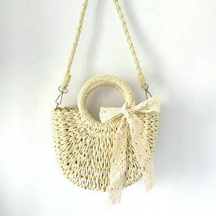 Handmade Beach Bag 2022 New Grass Half Round Small Handheld Crossbody Dual Purpose Versatile Photo Beach Fashionable Woven Bag Kq2