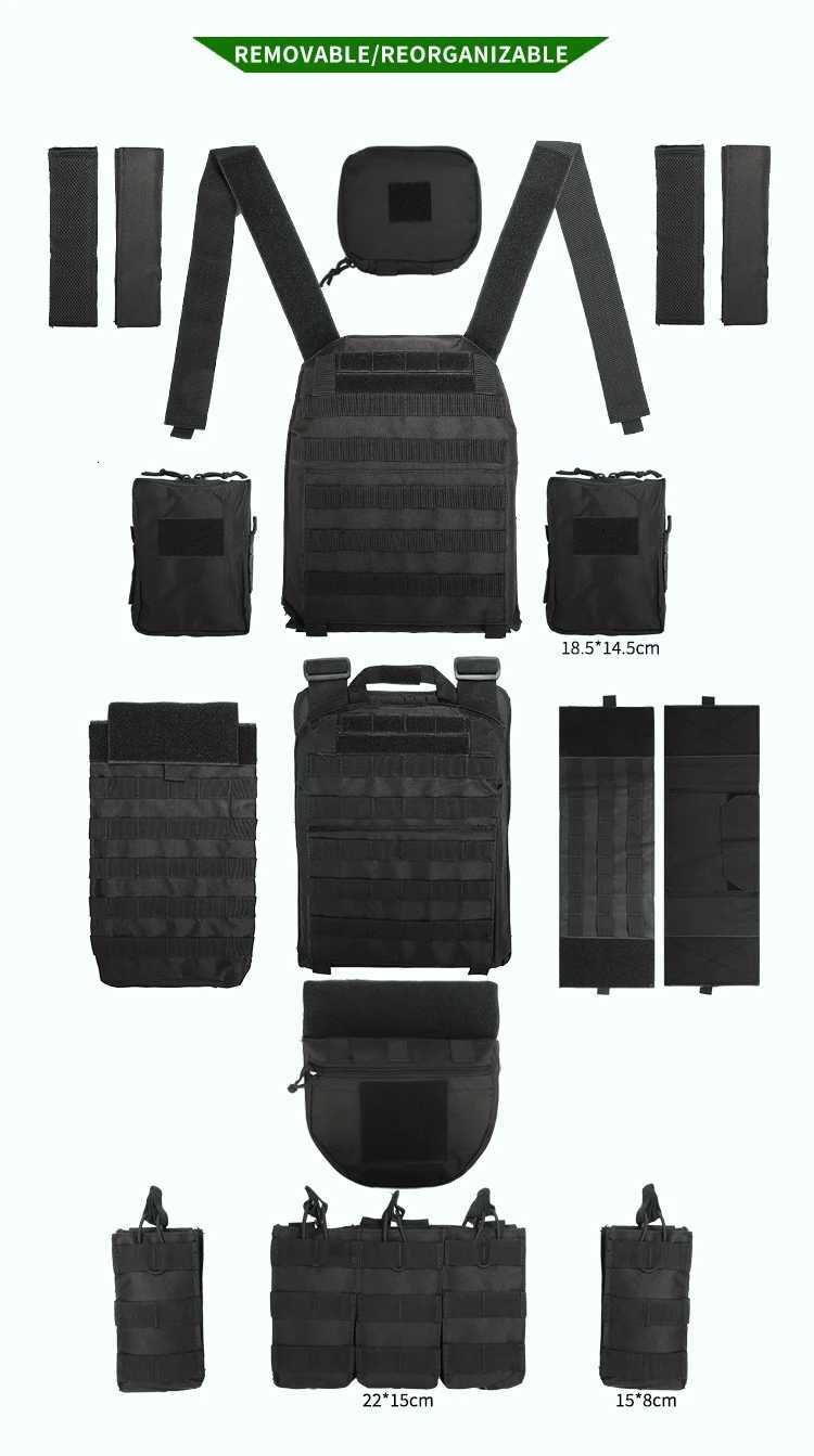 YAKEDA Tactical Plate Carrier Vest Camo Molle Magazine Pouches Hunting Full Protection Tactical Vest With Hydration Carrier Bag XJ251114