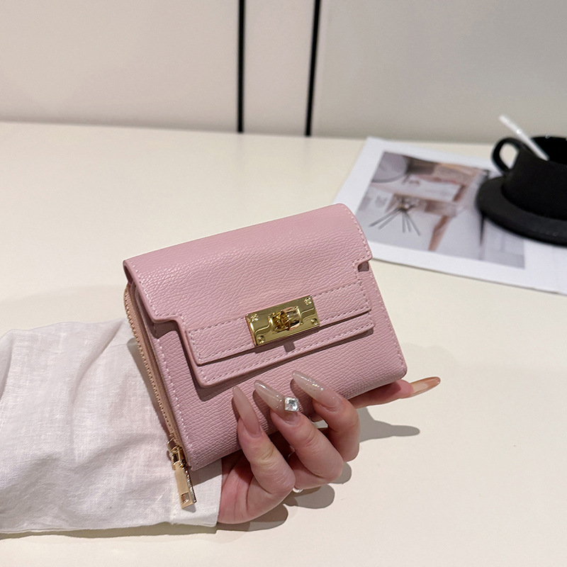 Free Shipping Designer bag Pattern Metal Buckle Wallet Leather Texture Design Multi-Card Slot Storage Short Zip Wallet Daily Portable Fashion Card Hol