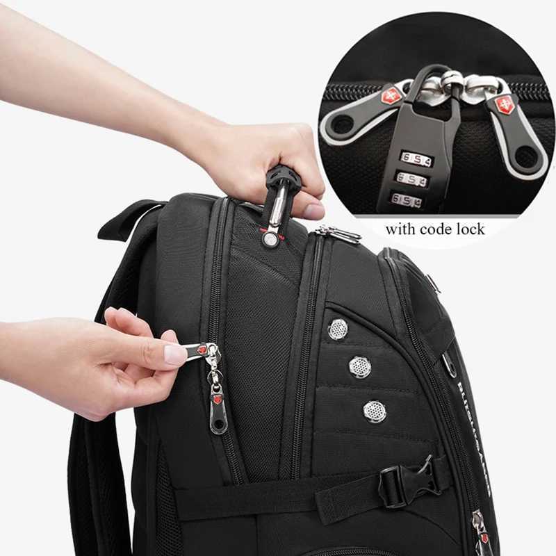 Waterproof 156/173 Inch Laptop Backpack Men USB Charging Swiss Backpack Travel Women Rucksack Male Vintage School Bag MochilaW251114