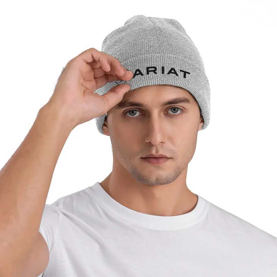 Ariat-Emblem Beanie Hats Skullies Beanies Men Women Street Y2K Elastic Caps Autumn Winter Gym Pattern Bonnet HatsT251115