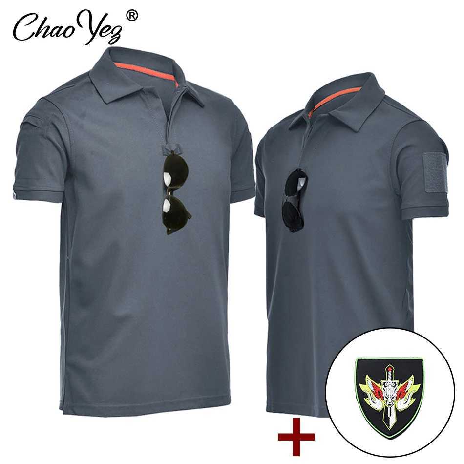 Mens tactical polo T-shirt military combat T-shirt quick dry T-shirt outdoor hunting cam hiking O-neck lapel short Seve W250415