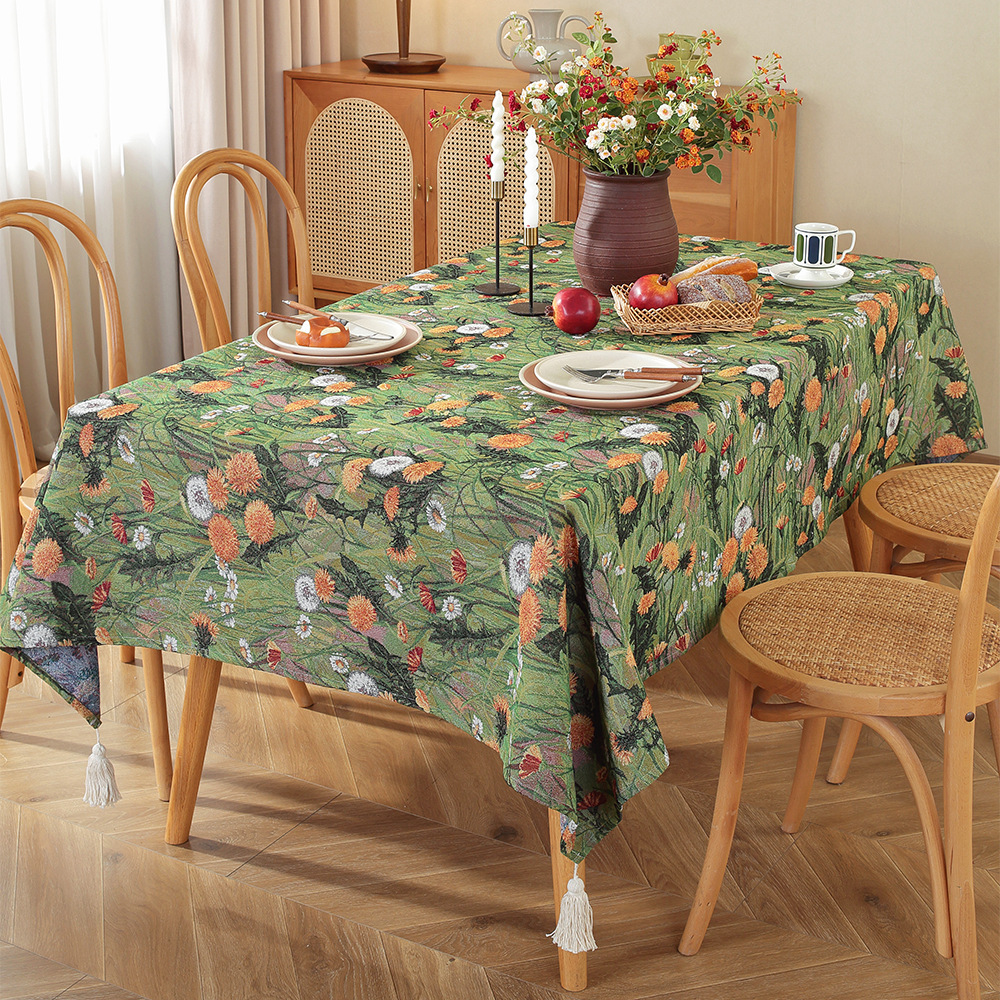 A770 Retro romantic dining table cloth coffee table cloth rectangular jacquard table cloth pastoral oil painting decorative cover cloth in stock