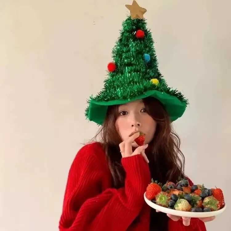 Funny Christmas Tree Shape Hat Xmas Adult Kids Photo Props Noel Hat Merry Christmas Decor 2026 Feliz Navidad Happy New Year 2026 Y251115