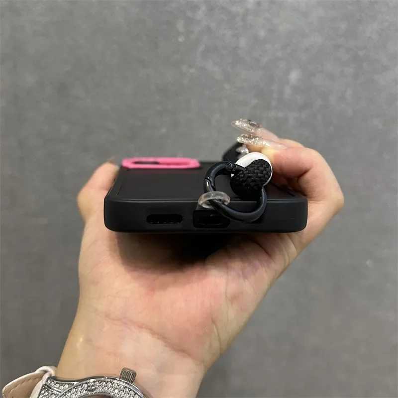 Candy Color Contrast Wrist Strap Case for iPhone 16 15 14 13 17 Pro Max 16 Plus 12 11 17 Air With Lanyard Soft Silicone Cover J251202