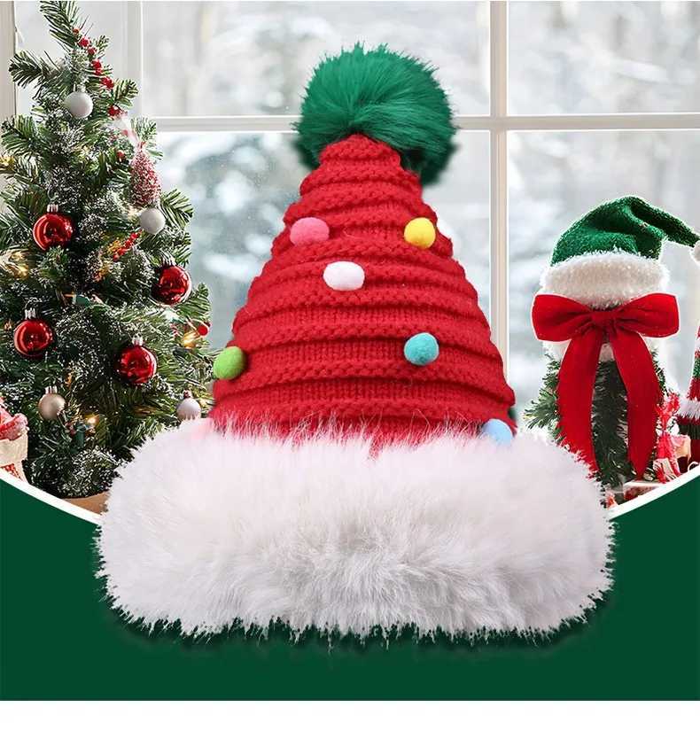 Christmas Decorative Knitted Woolen Hat Elegant Autumn Winter Warm Comfortable All-Match Party Hat for Festive Celebrations Y251115