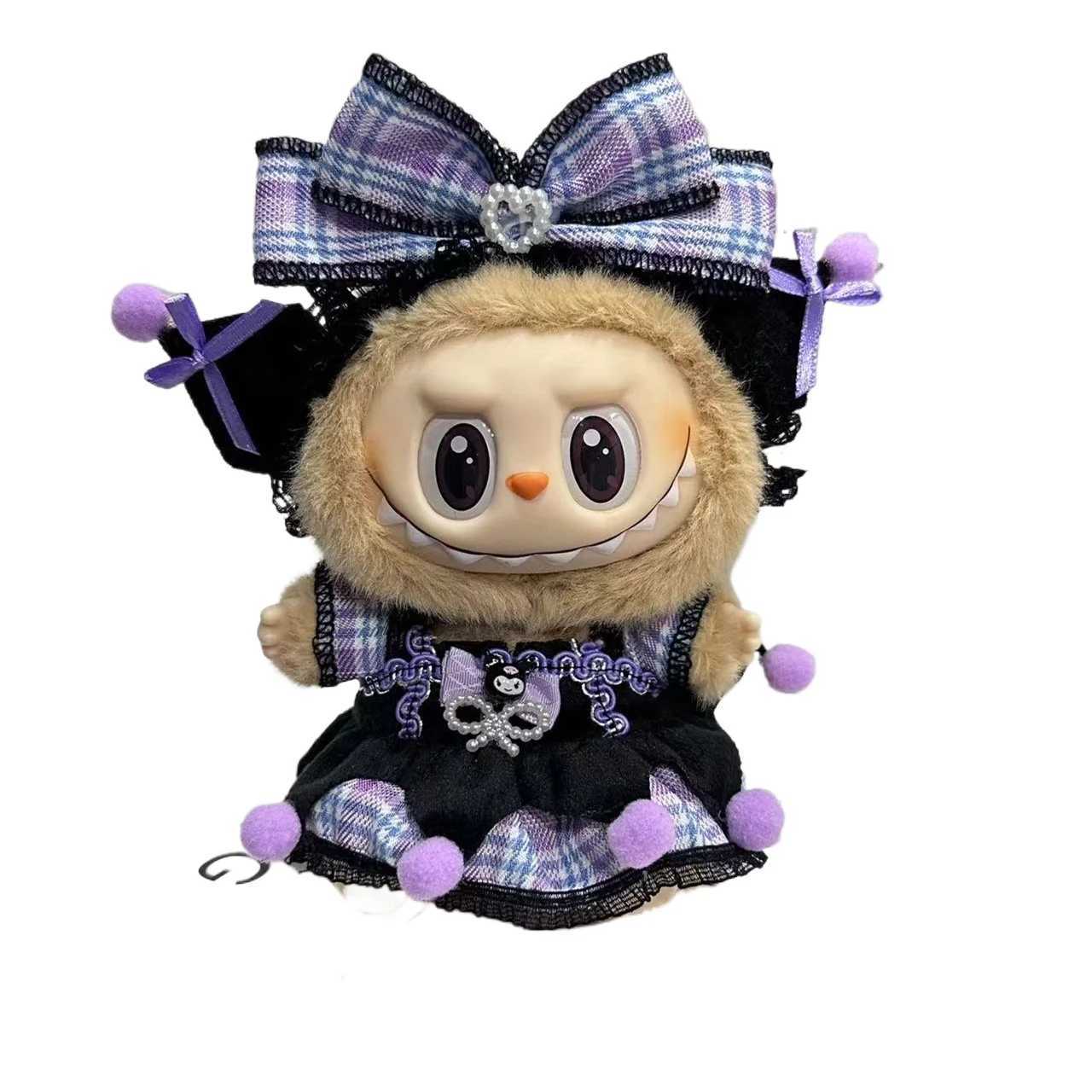 17cm Labubu Doll Clothing Monster Clothing Accessories Clothing DIY Childrens Gift Kuromi Dress Purple Cool Girl Hairband EE22A X250415