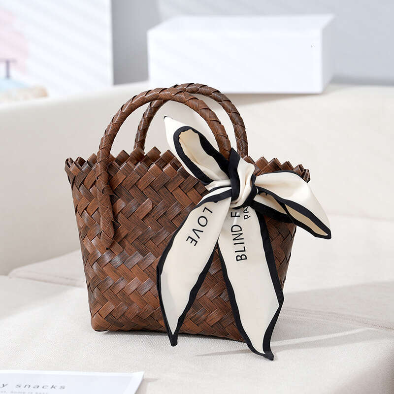 Handmade Beach Bag Instagram Influencer Women's Forest Series Large Capacity Western-Style Hand-Held Shopping Bag, Beach Bag Woven Kq2