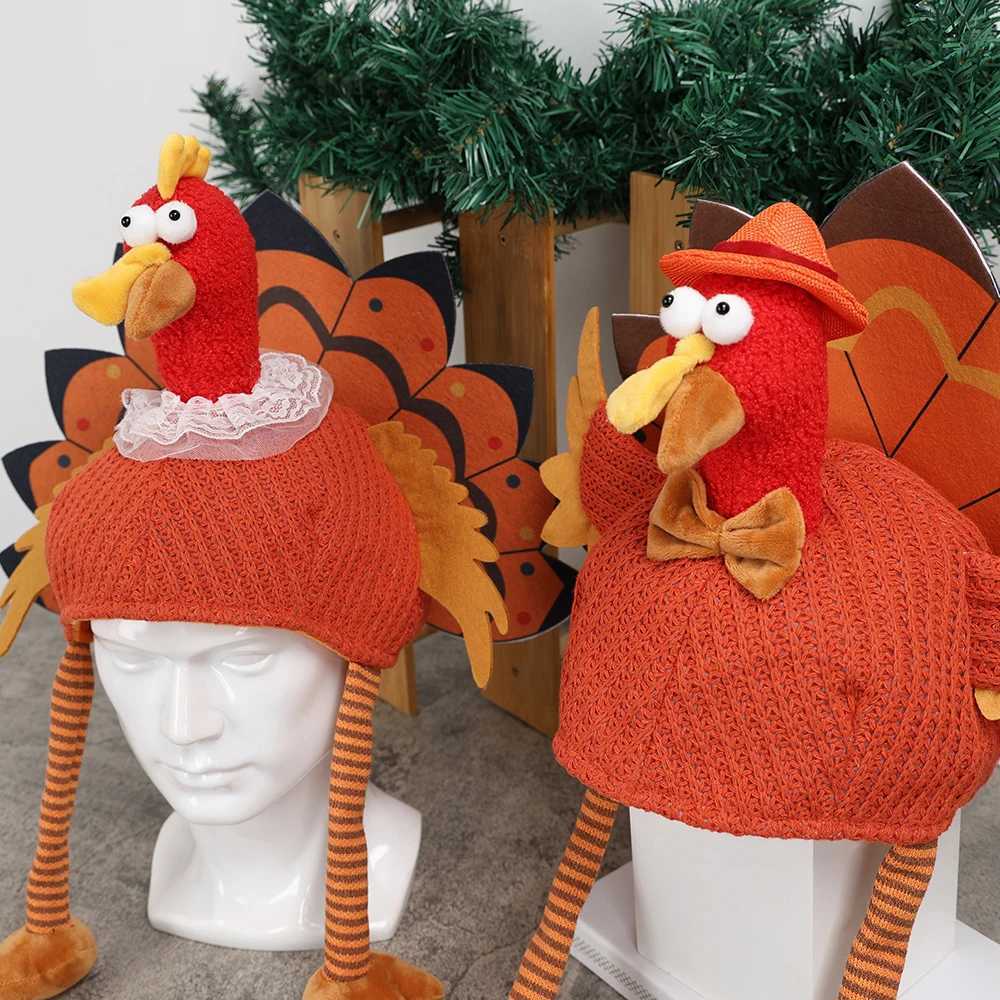 2PCS Thanksgiving Turkey Hat Creative Party Hat with Bright Turkey Tail Home Festival Window Decoration and Desktop Ornament Y251115