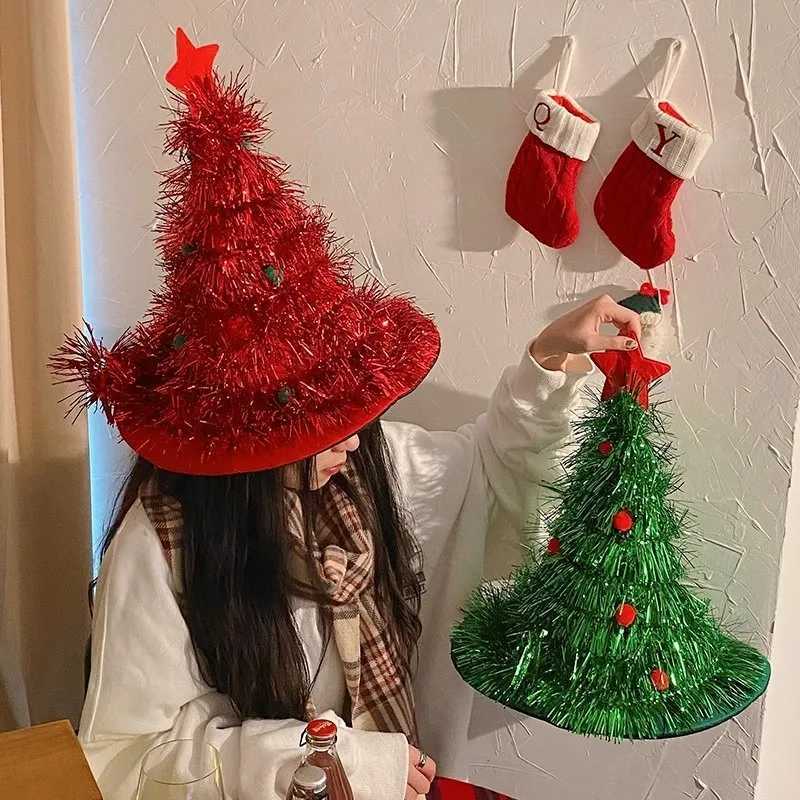 Funny Christmas Tree Shape Hat Xmas Adult Kids Photo Props Noel Hat Merry Christmas Decor 2026 Feliz Navidad Happy New Year 2026 Y251115