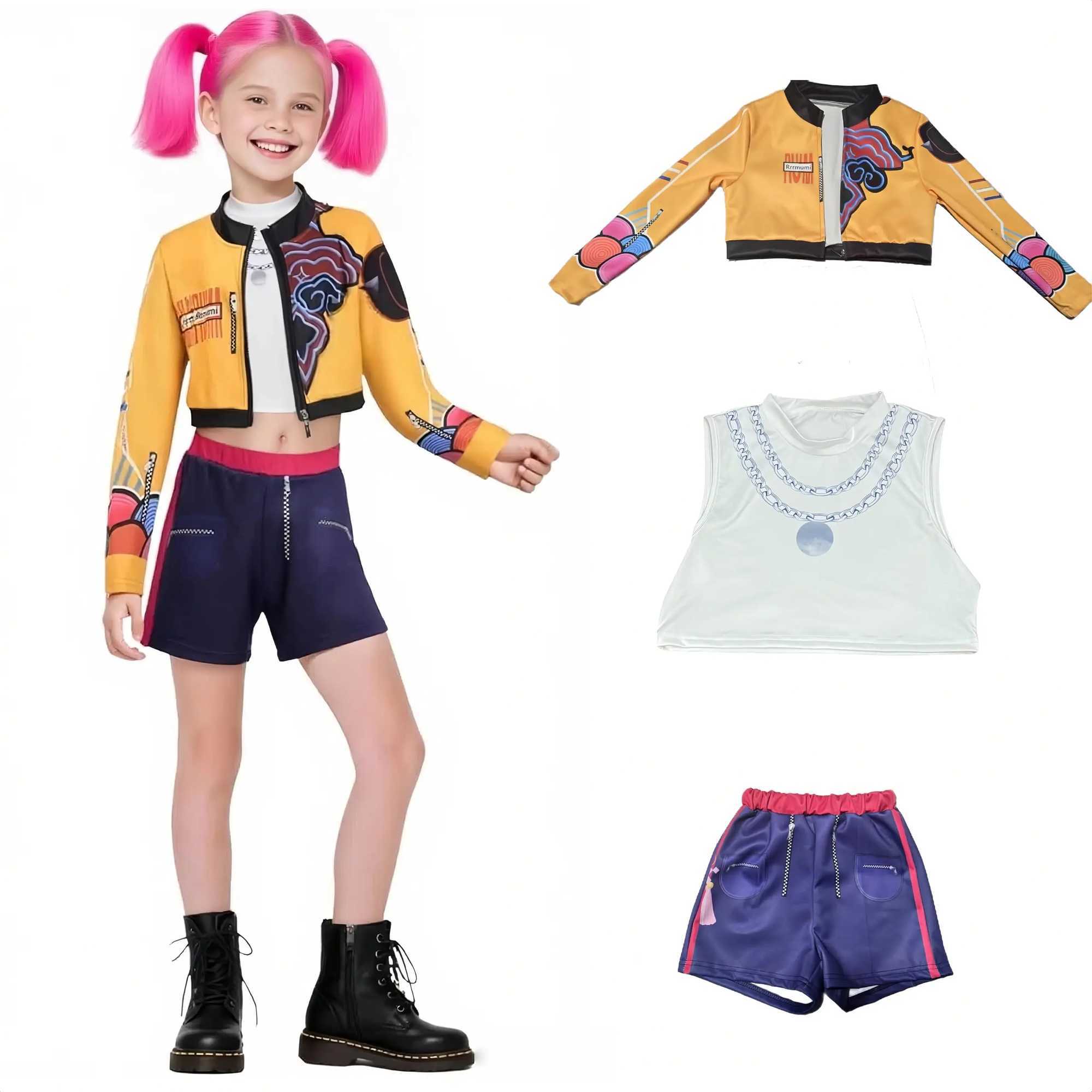 Boy Girls K-Pop Demon Hunters Costume Zoey Rumi Mira Cosplay Pop Singers Womens Halloween Outfits with Accessories J251115