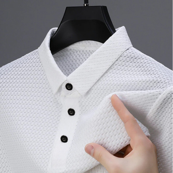 Summer Speed Sale High end New Quick drying Mens Ice Silk Shirt Collar Polo Shirt