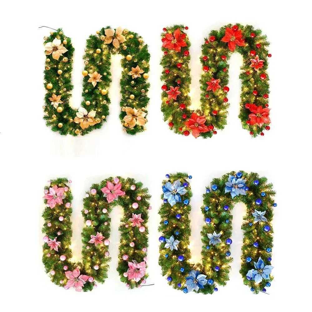 Christmas Garlands With Pinecones Red Berries Artificial Christmas Wreaths For Home Xmas Tree Stairs Door New Year DecorationM251115