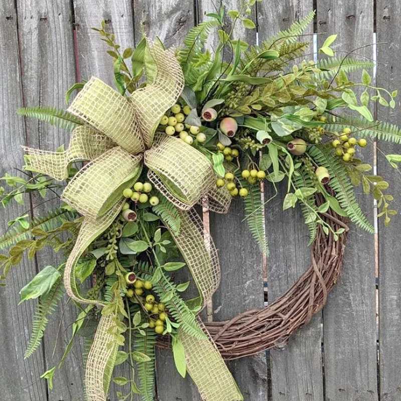 Autumn Mung Bean Folder Wreath Flower Crown For The Door Adorn Green Pod Plant Wreath Fall Wreaths Outdoor Garden DecorationM251115
