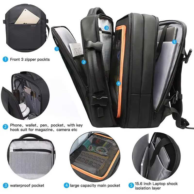 Heroic Knight Travel Backpack Men Business Backpack School Expandable USB Bag Large Capacity 156 Laptop Waterproof Backpack BagW251114