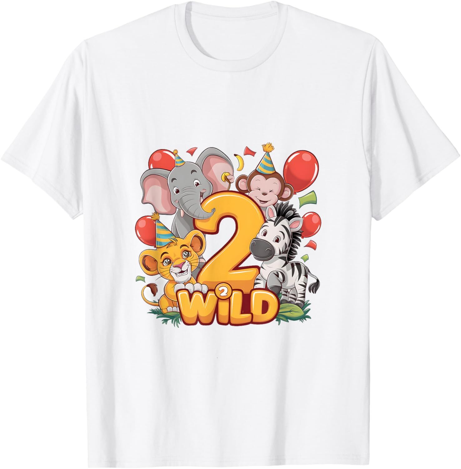 T shirt for Mens 2d Birthday Baby Boy with Jungle Animals Graphic Tee Casual Tops Clothes Short sleeve