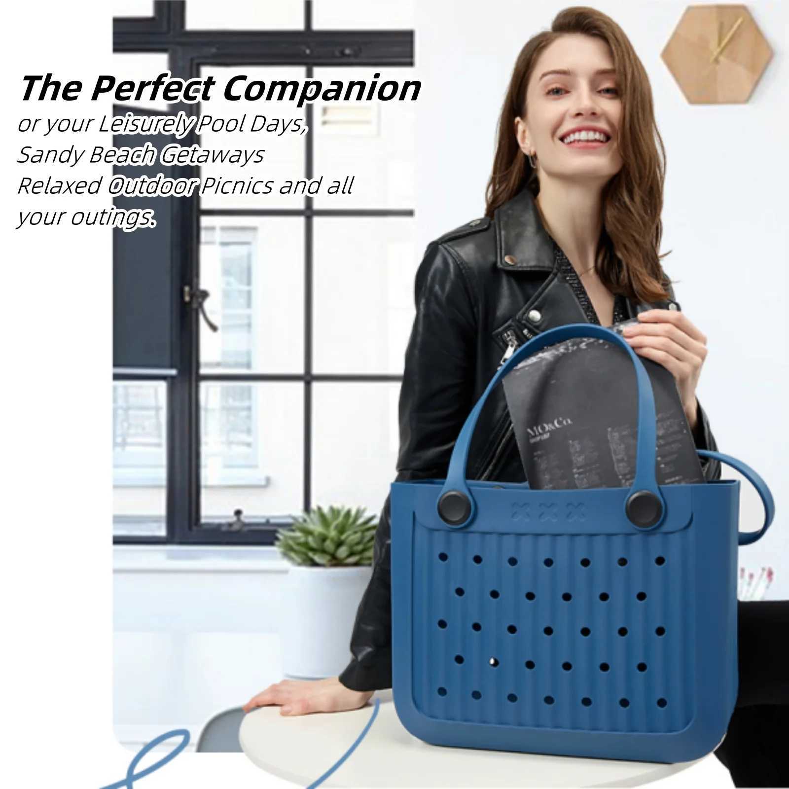 KBTWEILING Beach Handbag Large Travel Bag Womens Washable Outdoor Handbag Rubber EVA Bag for Beach Lake Swimming Pool W250415