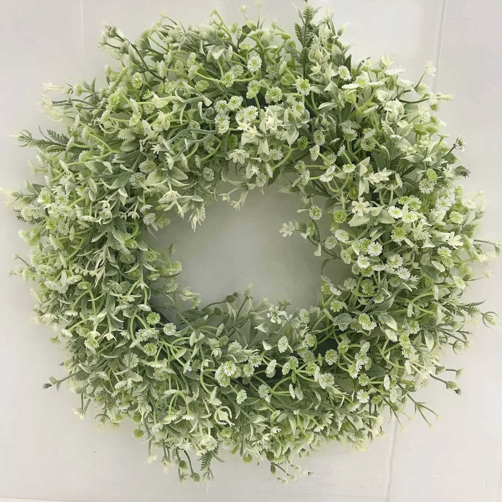 45cm Artificial Babysbreath Wreath Garland for Wedding Decoration Home Party DIY Wall Hanging Front Door DecorationM251115