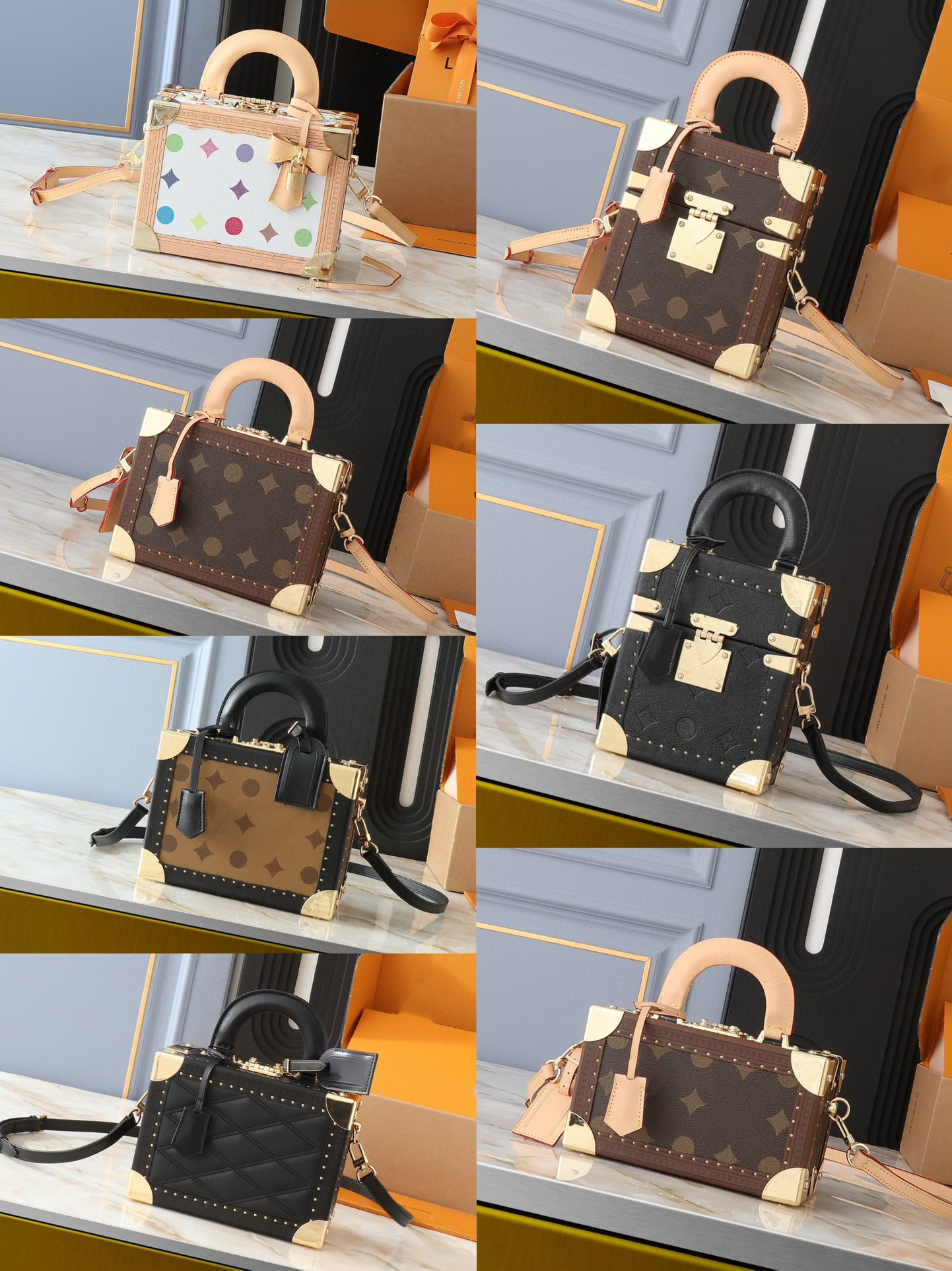 The Camera Box Tote Bag Highs Quality Box Shoulder Bag M10079 Old Flower Cross body Bag Small Handheld Wallet Detachable Strap Lock Buckle Angle123456789
