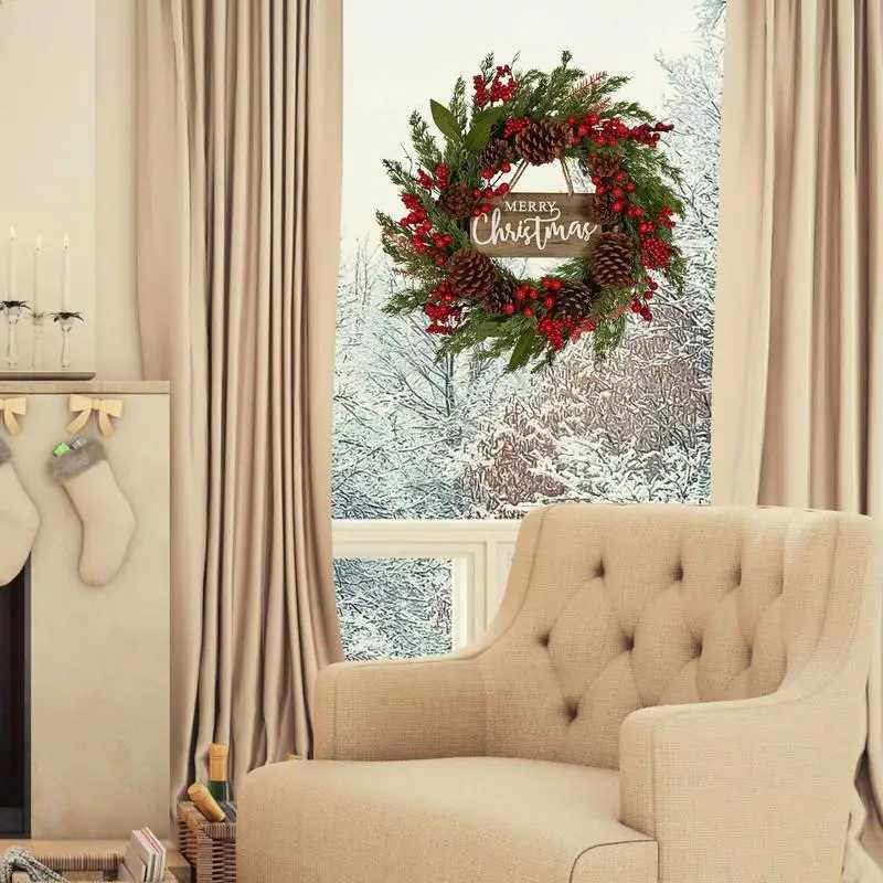 Outdoor Christmas Wreath Christmas Front Door Wreath 50cm/19inch Artificial Christmas Wreath Multifunctional ChristmasM251115