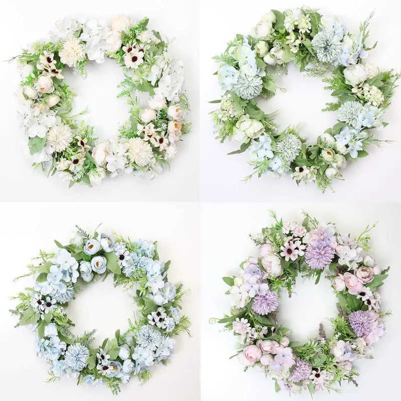 40cm Ins Artificial Garland Silk Flower Door Decoration Romantic Garland Door Decoration Wall Hanging Wall Decoration WeddingM251115