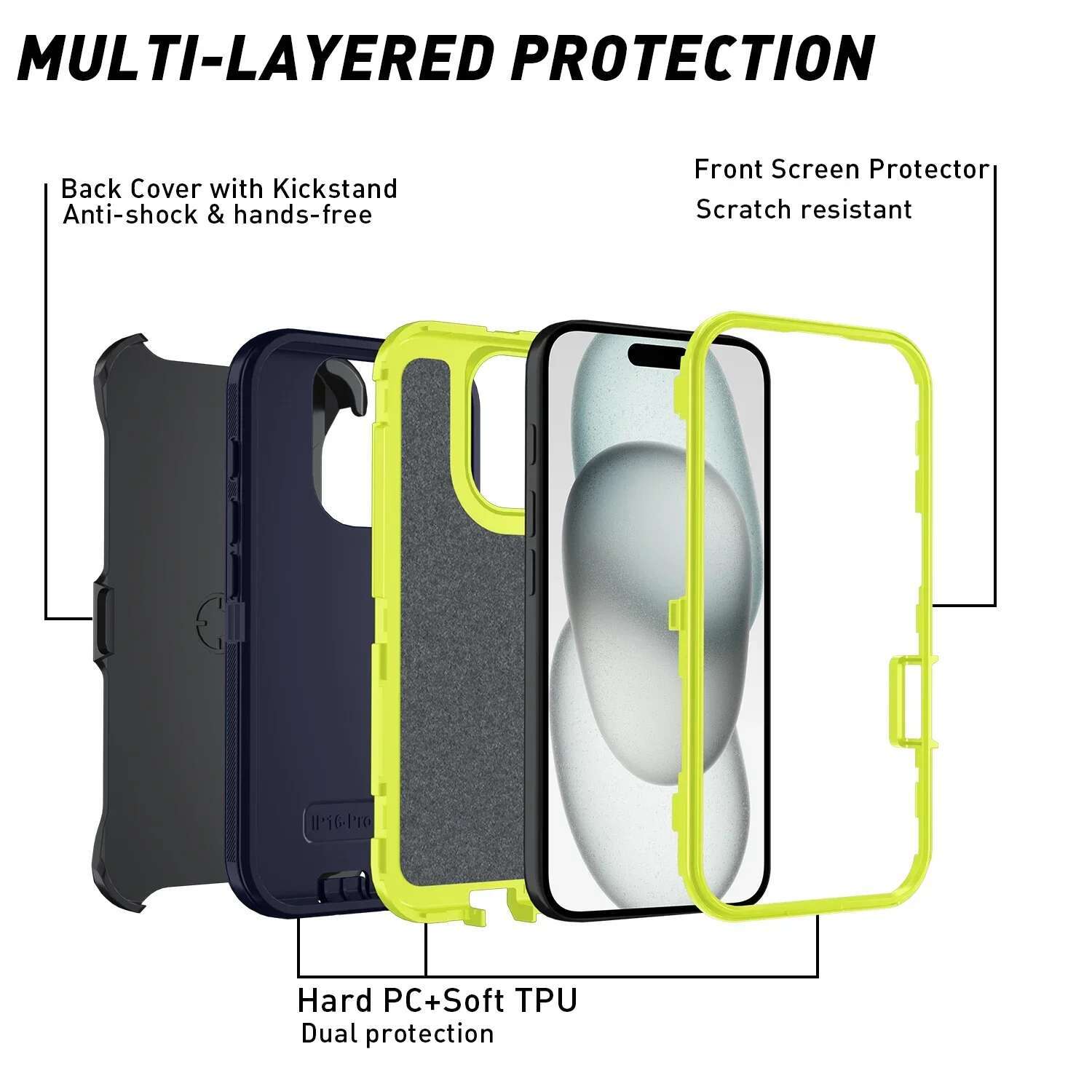 Otter Armor Box Shockproof Defender Phone Case for Iphone 16 11 12 13 14 15 Pro Max XSMAX 7 8 SE2 16E Hard Back Cover with Clip