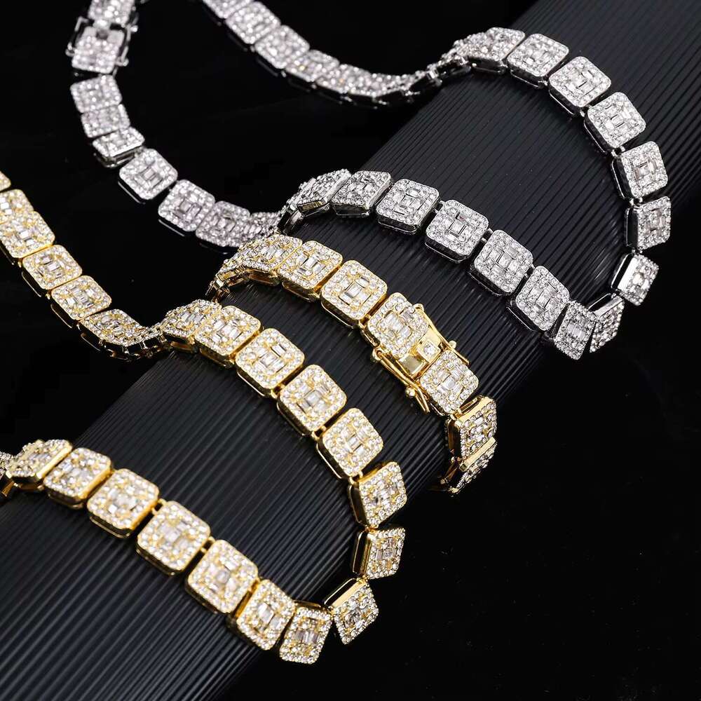 DHcollection New Design Elegant Rhie Crystal Jewelry Hip Hop Baguette Cluster Tennis Chain Women Unisex Men Zinc Alloy