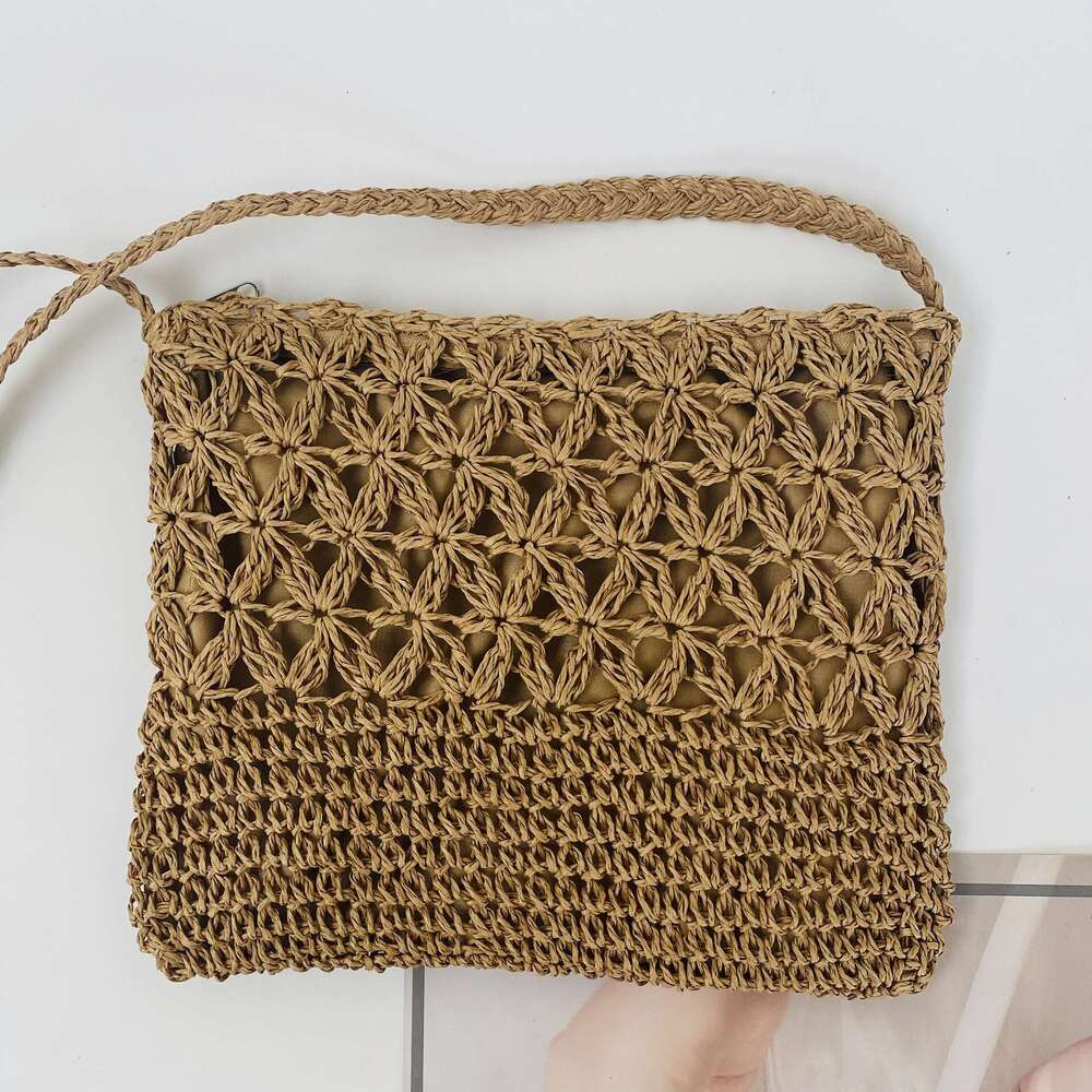 Handmade Beach Bag New Minimalist Artistic Women's Small Square Bag, Seaside Vacation Fashion Forest Style Leisure Single Shoulder Crossbody Hand