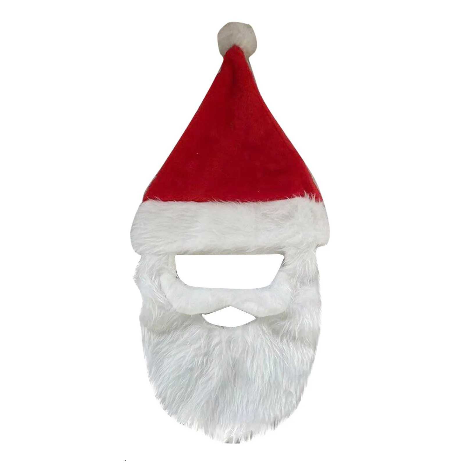 Velour Santa Hat With Plush Beard Christmas Accessory Play Christmas Atmosphere Decoration Cute Decoration Christmas Mask Y251115
