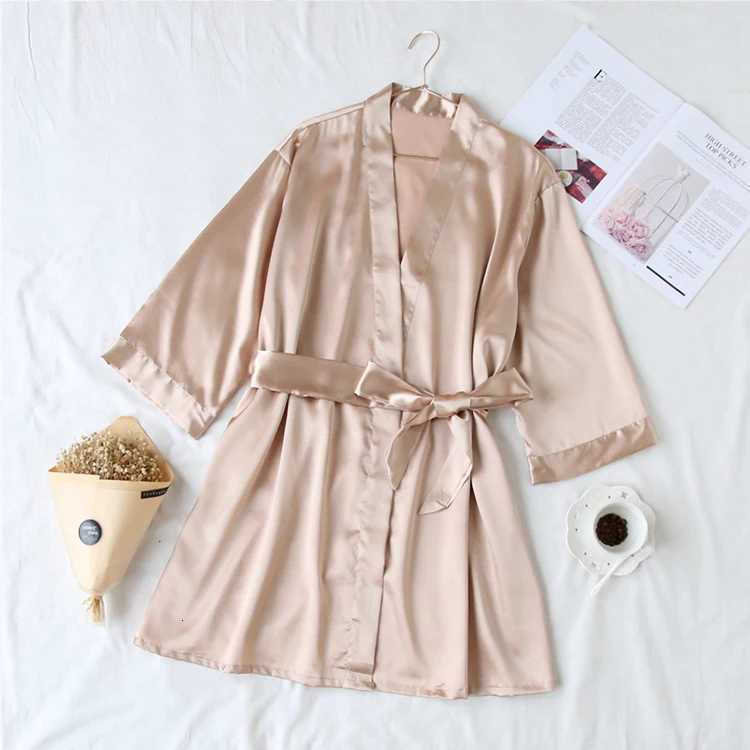 Summer Champagne Chinese Bride Wedding Robe Satin Sleepwear Women Nightgown Sexy Nightdress Lady Kimono Bathrobe Gown Negligee C251115