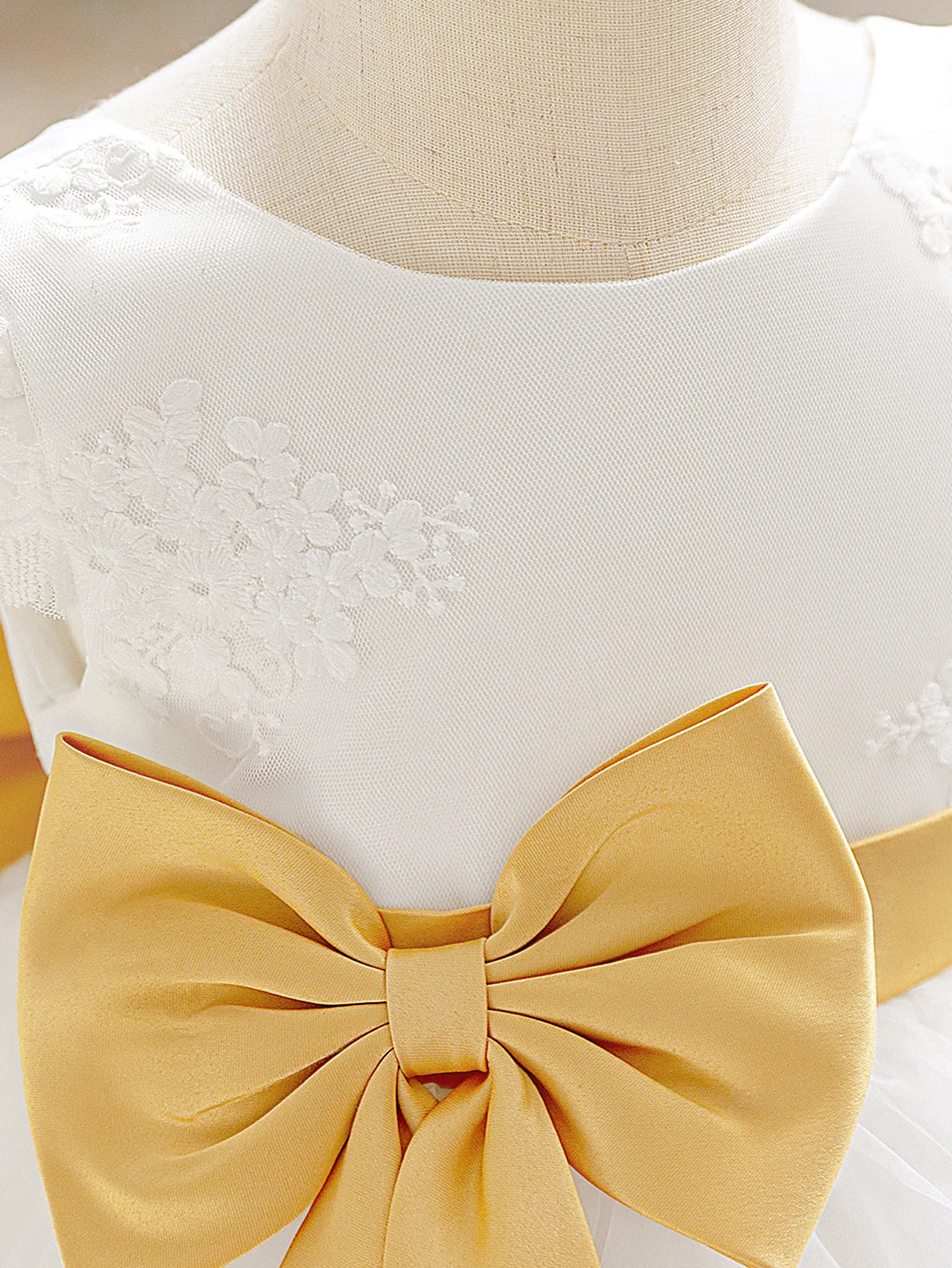 Infant Bow Baptism Party Girls Dress Elegant Baby 1st Birthday Wedding Princess Costume Kids White Bridesmaids Christening Dress 250415