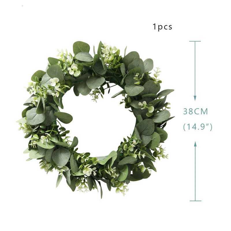 CYUAN Eucalyptus Wreath Flowers Gifts Diy Christmas Creative Artificial Garland Hanging Pendants Wedding Decoration Home PartyM251115