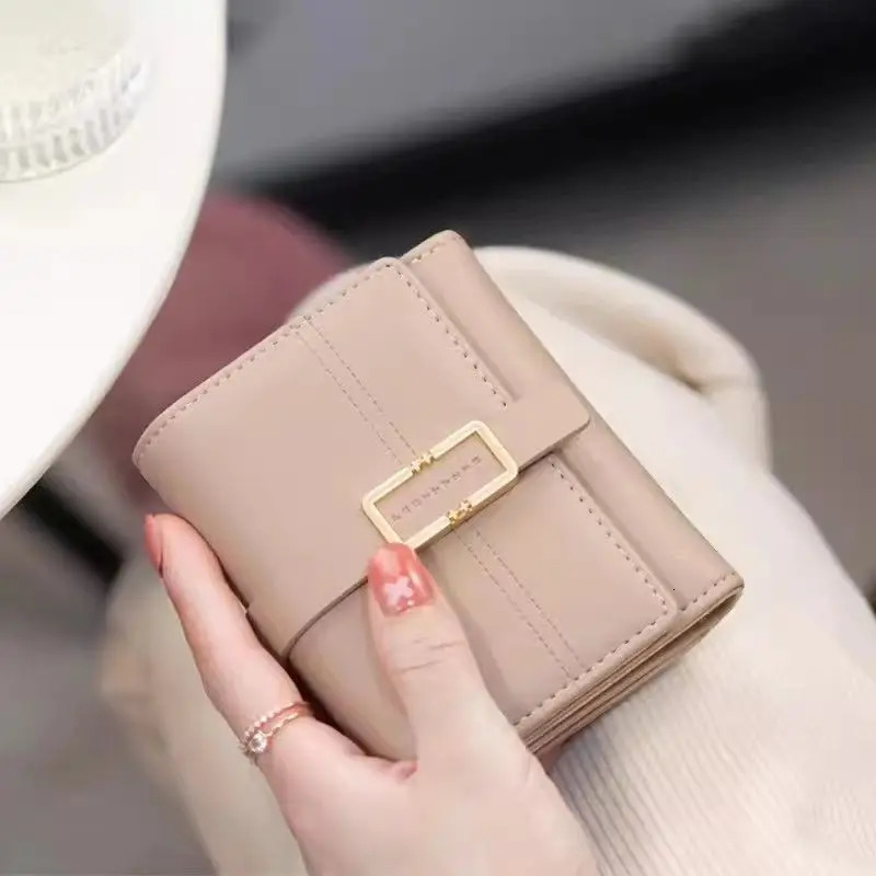 Japanese and Korean Little Fresh PU Simple Fashion Womens Short Wallet Duo Caliki Teen Women Stu 250410
