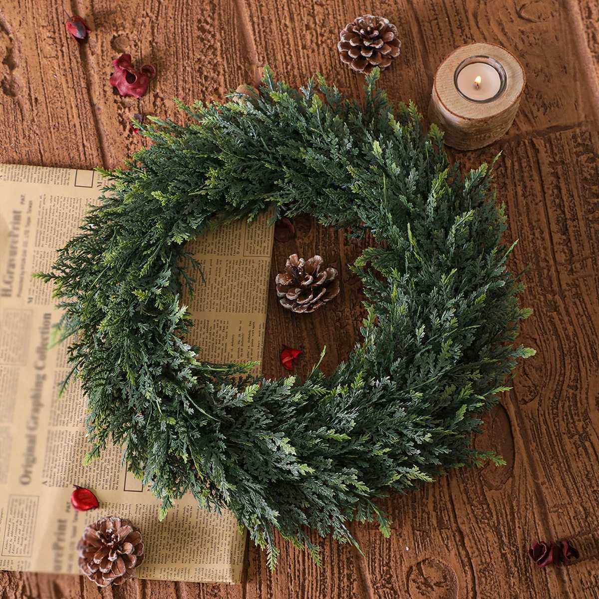 SIA FLOWER Cedar Artificial Flower Ring PE Material Cedar Grass Ring Artificial Plants Garden Decor Home DecorM251115