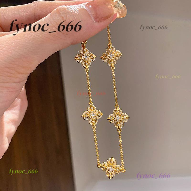 Explosive Double-sided Wear Cross Pestle Five-flower Womens Trendy Charm Bracelet Gold Plated Anniversary Fashionable Bracelet