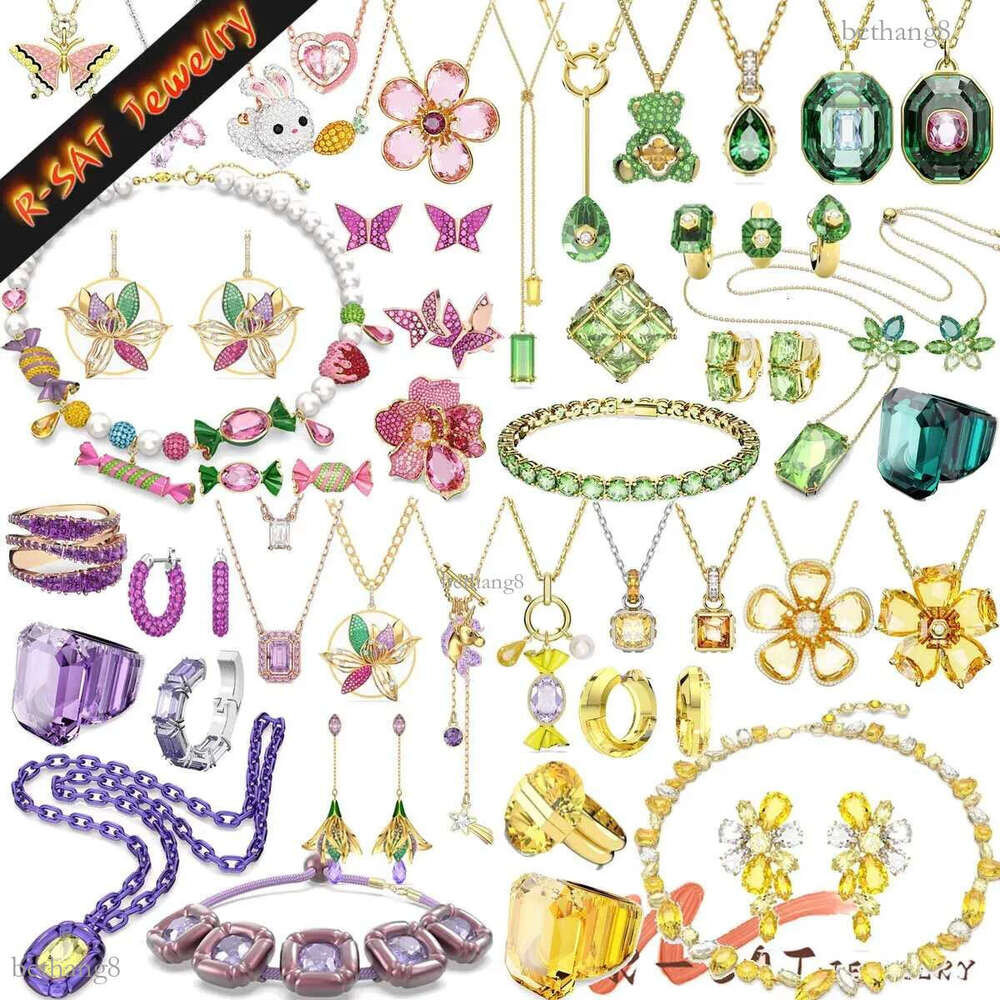 With Candy Fine Jewelry Sets Color Crystal Trendy Pearl Dulcis Necklace Earrings Ring Bracelet for Women Gift 240109