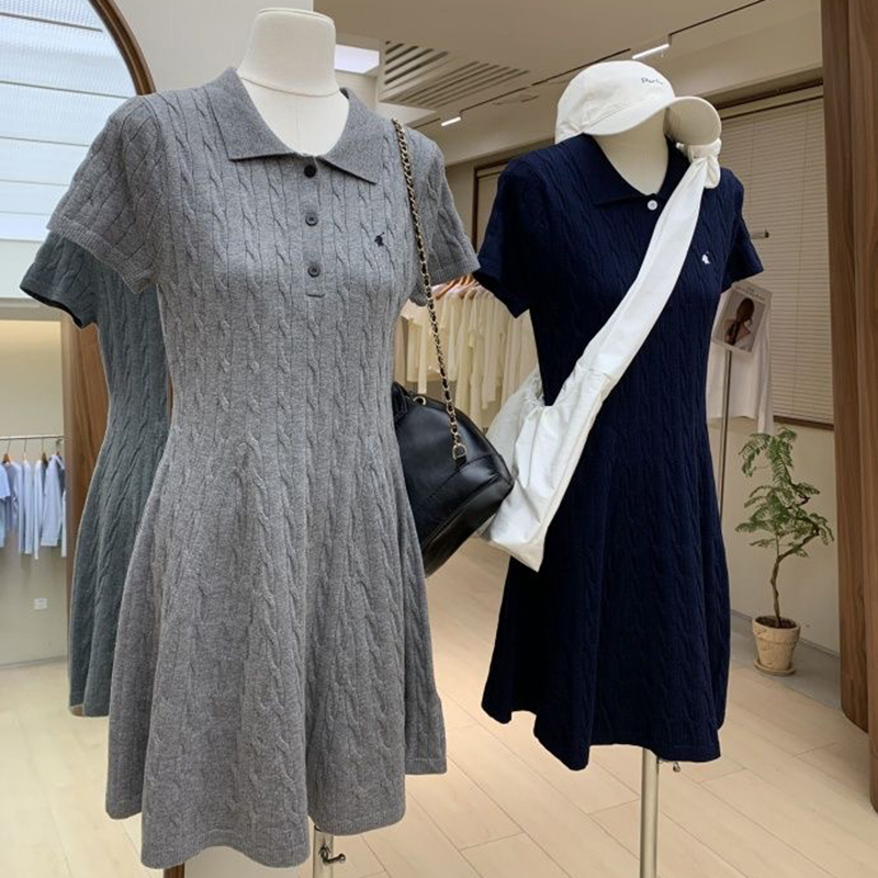 Embroidered Dress Designer Knitted Dresses Luxury Ladies Skirt Casual Temperament Versatile Knit A-Skirts Short Sleeve Dress -12 Summer Womens Dress DPD2504151