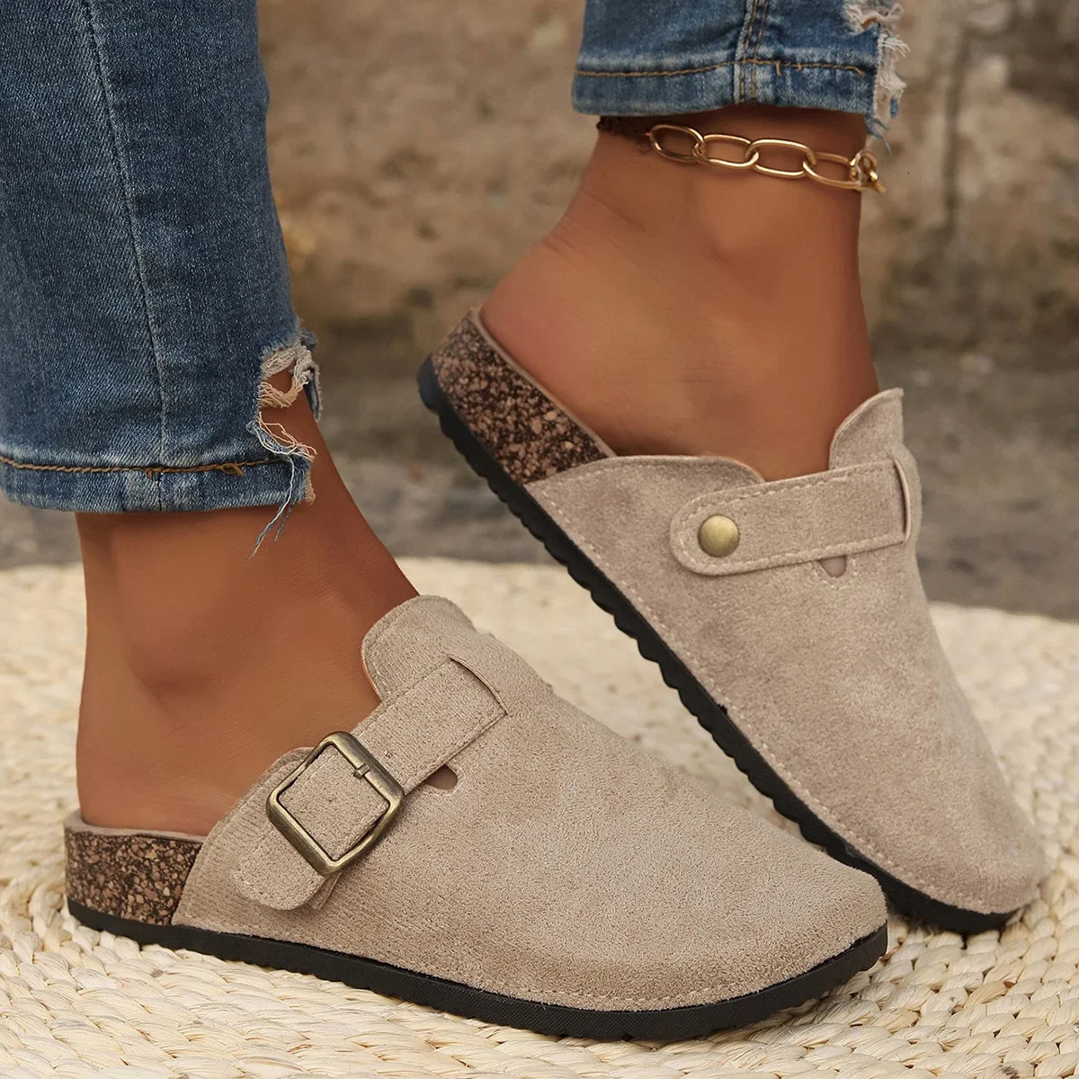 Women Slippers Summer Fashion Suede Slippers Outdoor Mules Shoes Beach Sandals Home Slides Women Zapatos De Mujer 250411