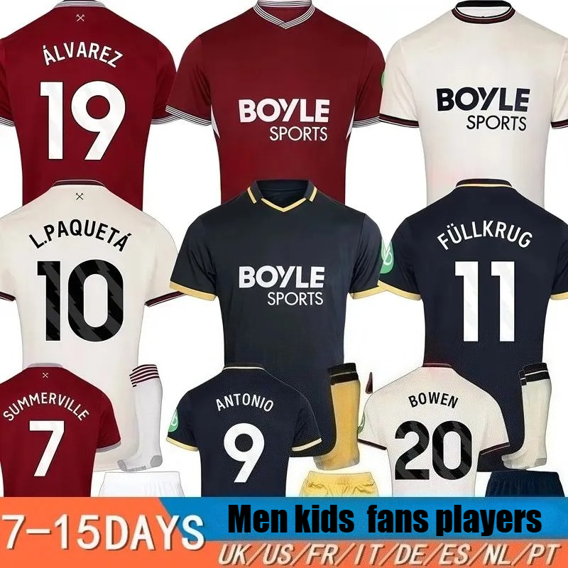 25 26 L.PAQUETA BOWEN ANTONIO DIOUF West Han United Football Shirt Soccer Jerseys 2025 Summerville ZOUMA Football Kit SOUCEK N.AGUERD Fullkrug Men Kids Uniform Home
