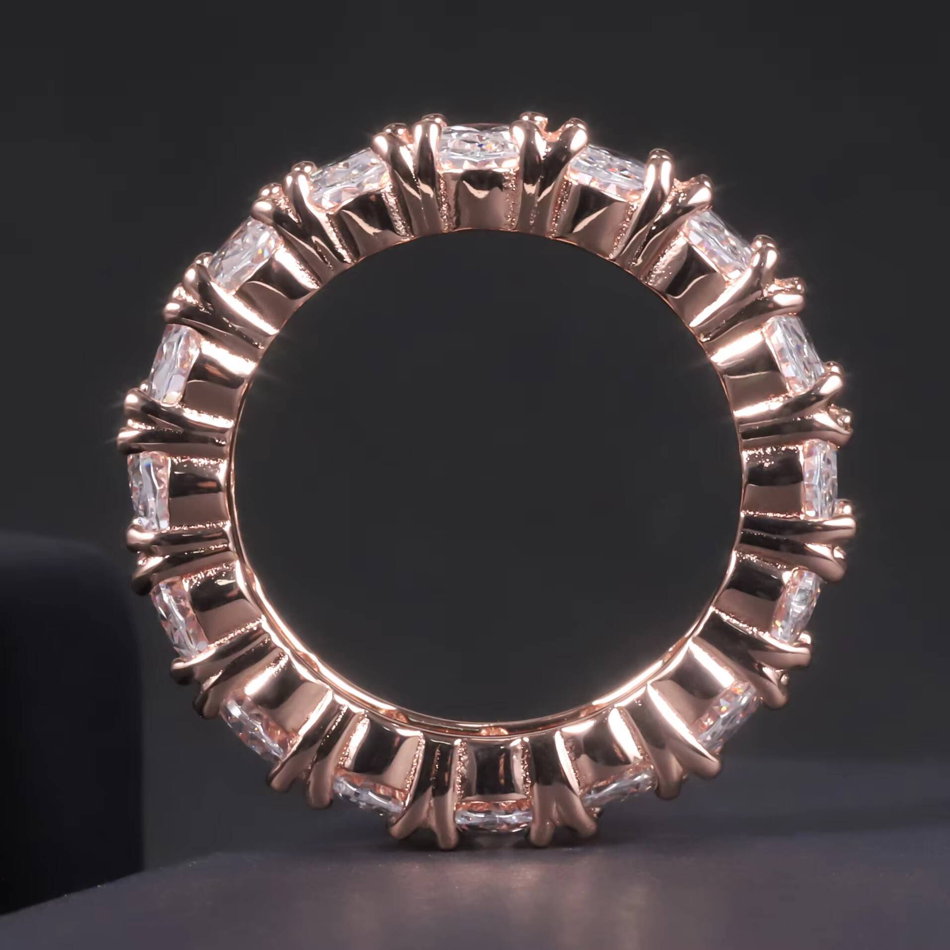 C7530 Wholesale Hip Hop 925 Sterling Silver Iced Out Full Oval VVS1 DEF Color Moissanite Diamond Band Eternity Ring