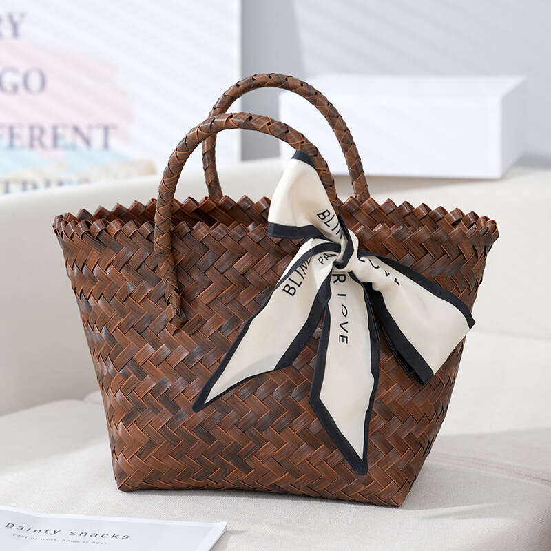 Handmade Beach Bag Instagram Influencer Women's Forest Series Large Capacity Western-Style Hand-Held Shopping Bag, Beach Bag Woven Kq2