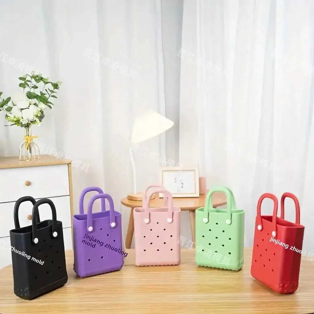 Waterproof portable DIY mini beach bag with movable hole storage EVA bag compact portable handbag W250415