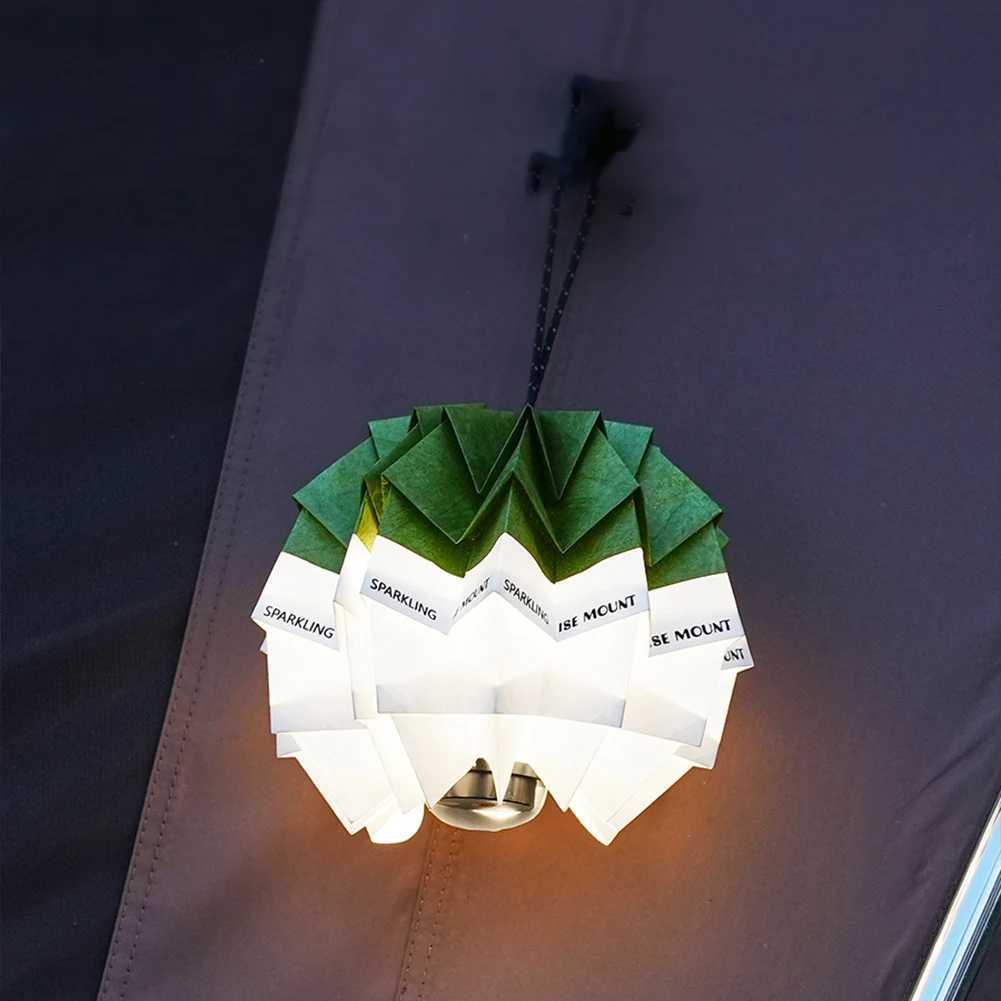 Camping Lamp with Pinecone Paper Lamp Shade 5 Lighting Modes Tent Hanging Lantern 2000mAh Waterproof for Fishing Hiking M251115