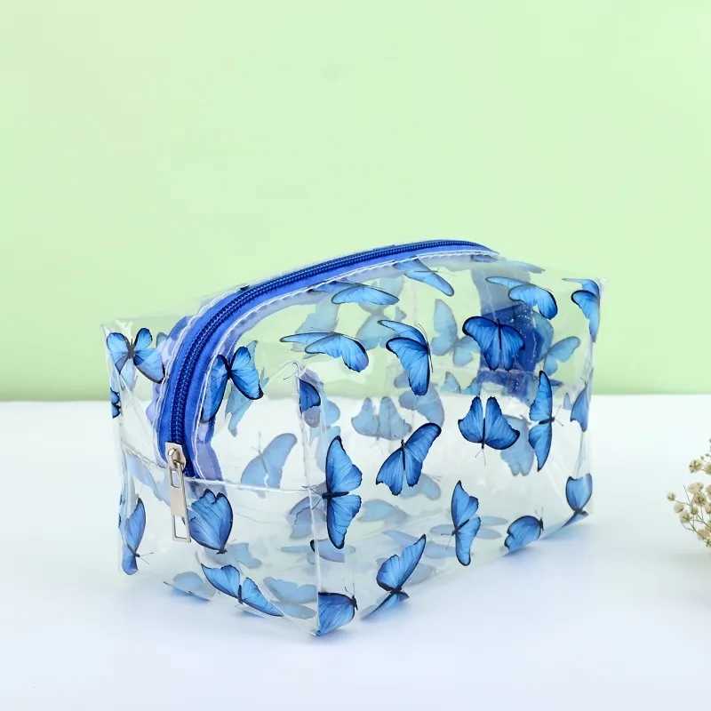 1 piece PVC transparent makeup bag womens waterproof zipper flower and fruit beauty case travel makeup bag transparent makeup bagXJ250415